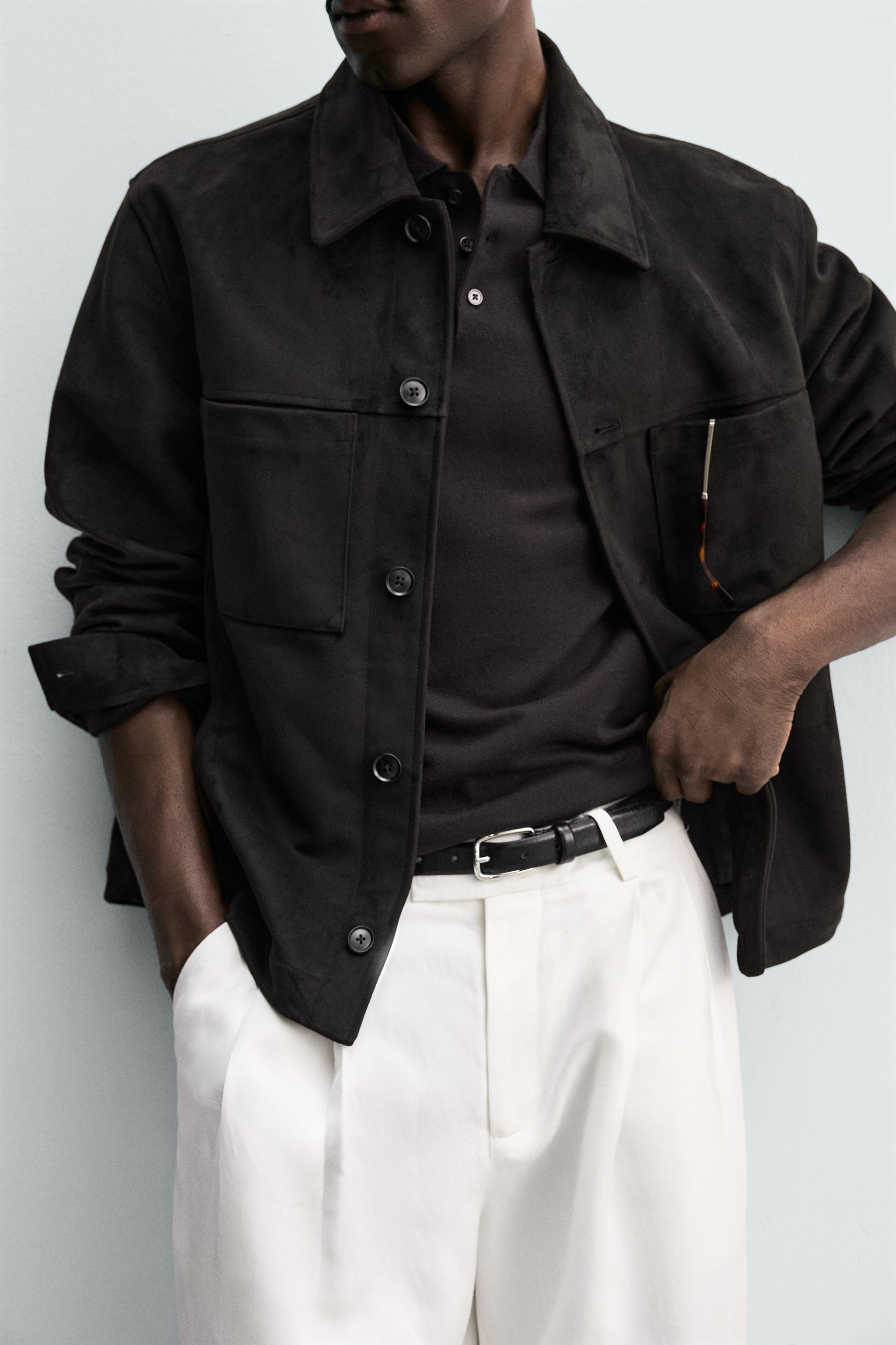 FAUX SUEDE REGULAR FIT OVERSHIRT